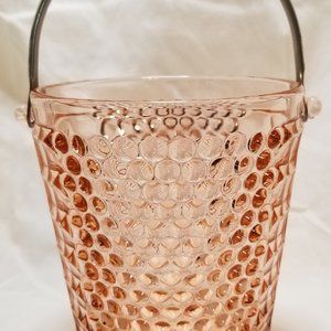 Vintage Depression Glass Liberty Works American Pioneer Pink Ice Bucket